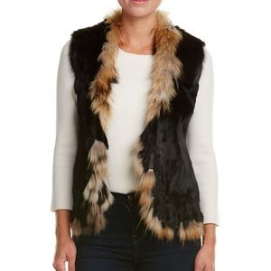 Love Token reversible real rabbit/leather vest